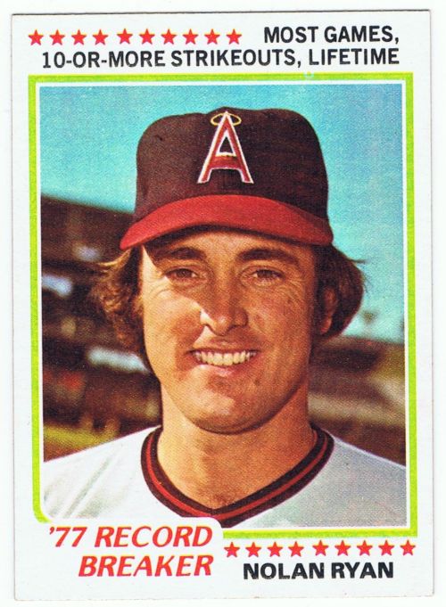 Ryan, Nolan 1978 Topps Record Breaker RK Sports Promotions